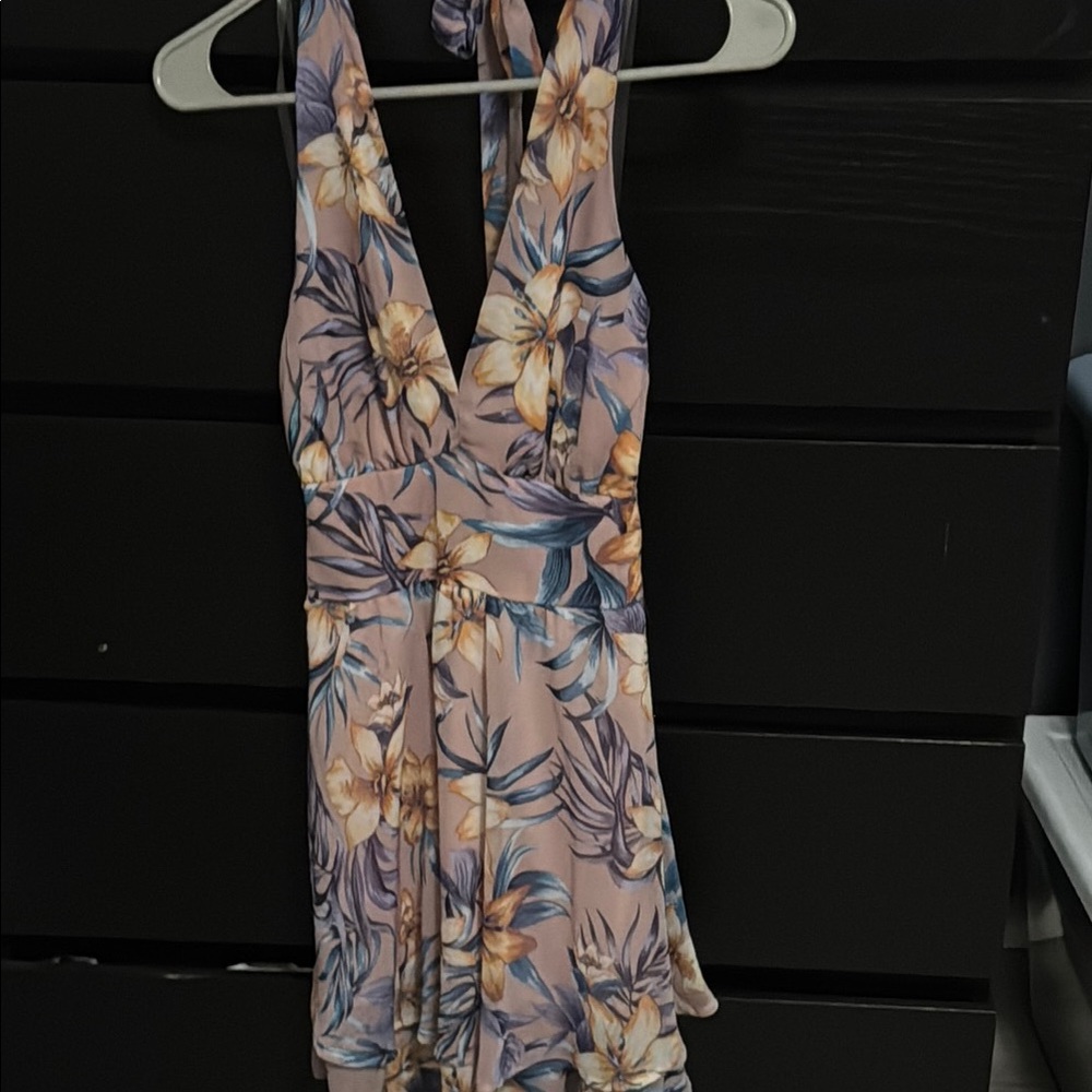 B Darlin Floral Backless Dress - Pink and Yellow